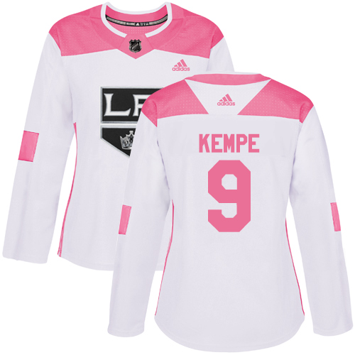 Adidas Kings #9 Adrian Kempe White/Pink Authentic Fashion Women's Stitched NHL Jersey